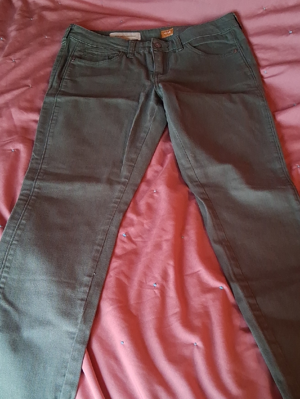 Pilcro and the Letterpress Straight-Leg Jeans in Olive